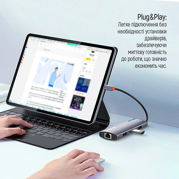 Фото - Хаб USB Colorway USB-C 6-в-1 Type C PD 100W/USB3.0х3/USB2.0/RJ45 (CW-HUB03)