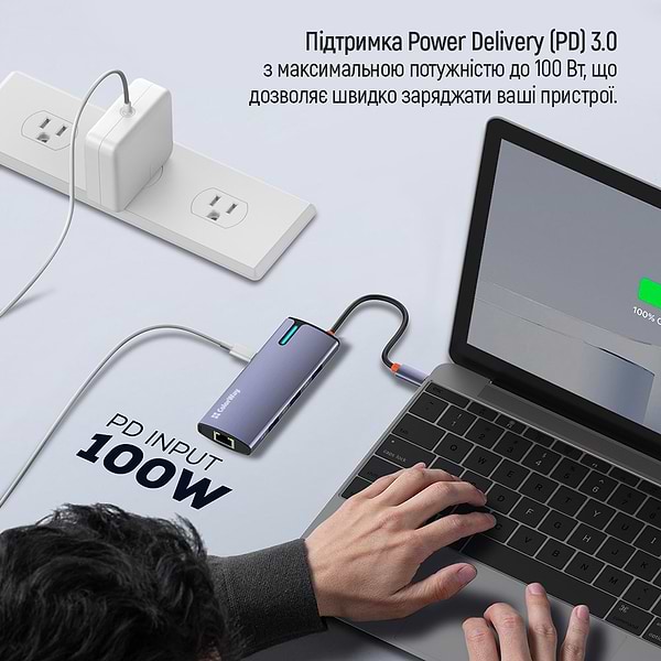 Фото - Хаб USB Colorway USB-C 6-в-1 Type C PD 100W/USB3.0х3/USB2.0/RJ45 (CW-HUB03)