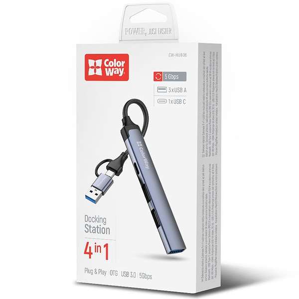 Фото - Хаб USB Colorway USB-A/USB-C 4-в-1 USB2.0х2/USB3.0/USB-C2.0 (CW-HUB06)