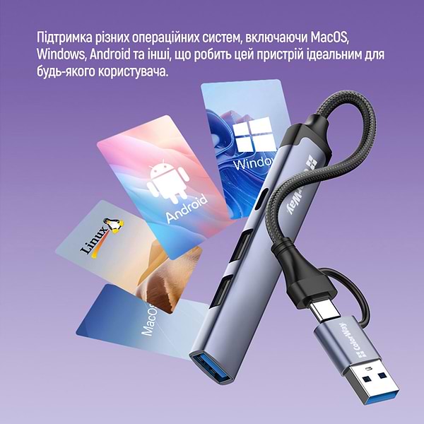 Фото - Хаб USB Colorway USB-A/USB-C 4-в-1 USB2.0х2/USB3.0/USB-C2.0 (CW-HUB06)