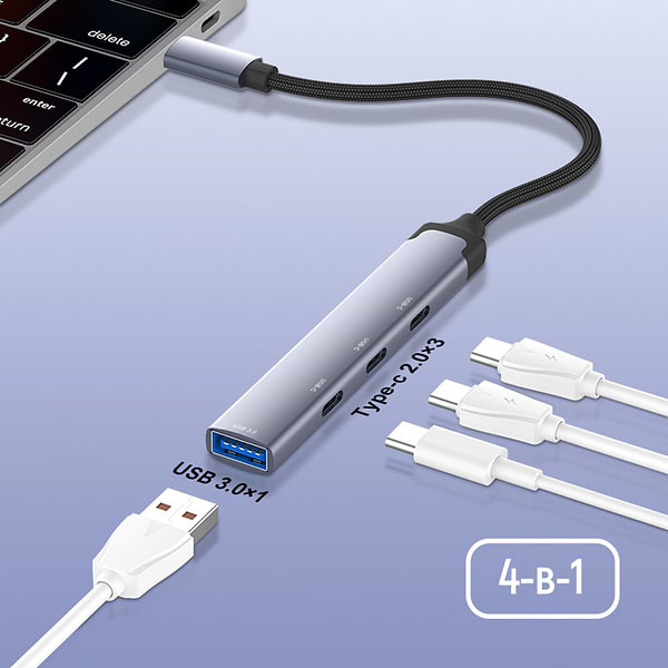 Фото - Хаб USB Colorway USB-C 4-в-1 USB-C2.0х3/USB3.0 (CW-HUB07)