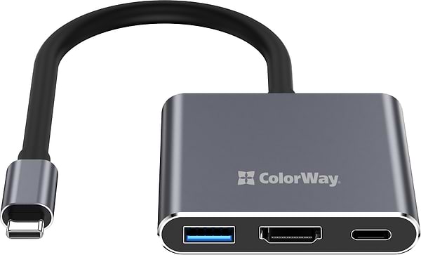 Фото - Хаб USB Colorway USB-C 3-в-1 Type C PD 100W/USB3.0/HDMI 4К (CW-HUB08)
