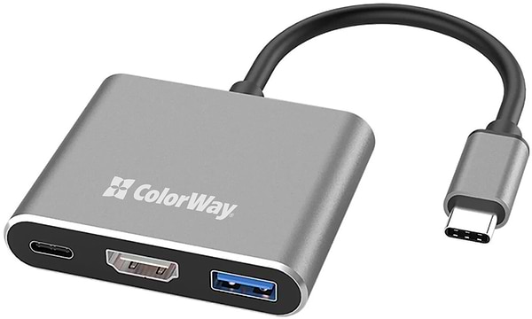 Фото - Хаб USB Colorway USB-C 3-в-1 Type C PD 100W/USB3.0/HDMI 4К (CW-HUB08)