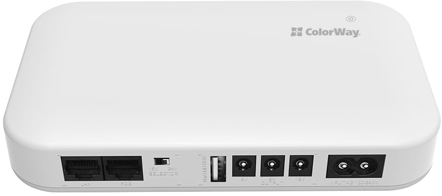 Джерело безперебійного живлення Colorway UPS for router 10000mAh 21W DC 5V/9V/12V/24V (CW-PB100LI3WT) - Фото 1