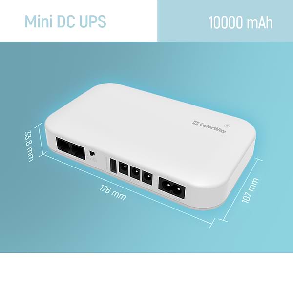 Фото - Источник бесперебойного питания Colorway UPS for router 10000mAh 21W DC 5V/9V/12V/24V (CW-PB100LI3WT)