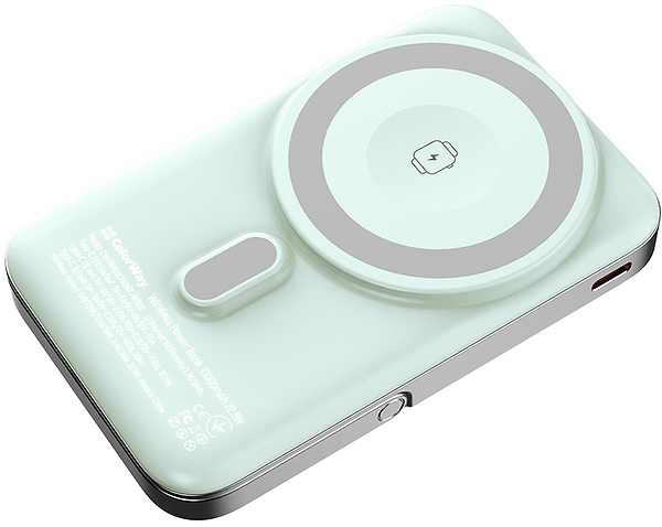 Фото - Батарея мобільна Colorway Power Bank 10 000 mAh 15W MagSafe & Watch Wireless Aquamarine USB-C PD 22.5W (CW-PB100LPA2MT-WPDD)