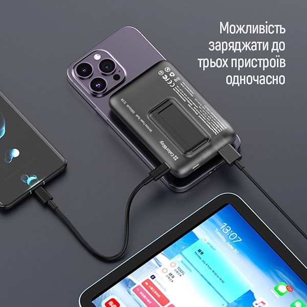 Фото - Уценка - Батарея мобильная Colorway Power Bank 10000 mAh 15W MagSafe Black (CW-PB100LPA3BK-WPDD)