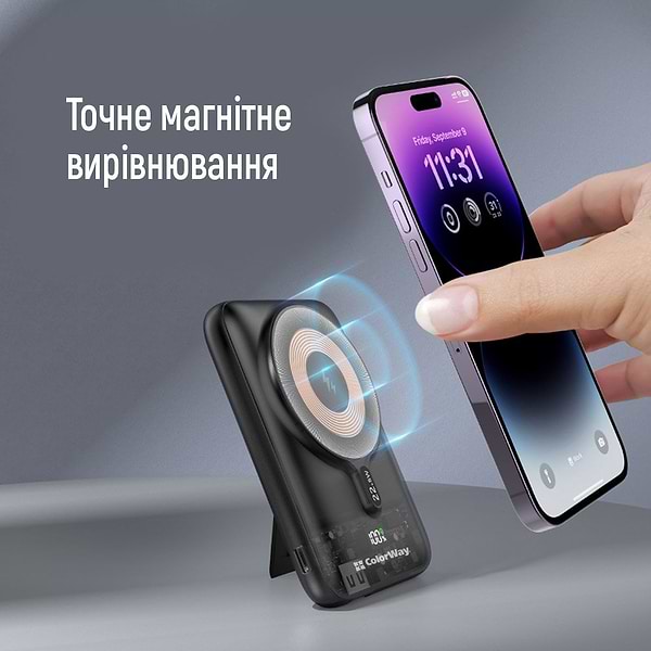 Фото - Уценка - Батарея мобильная Colorway Power Bank 10000 mAh 15W MagSafe Black (CW-PB100LPA3BK-WPDD)