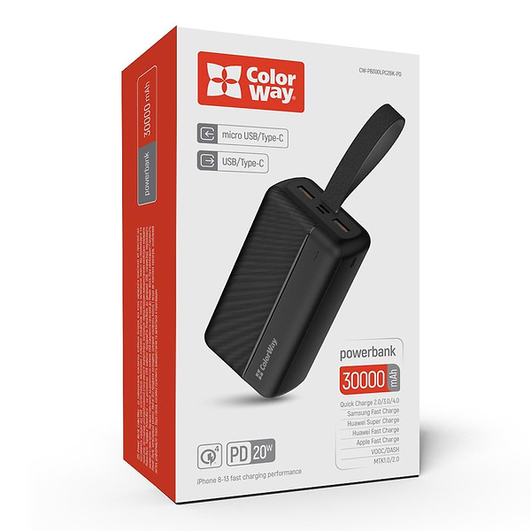 Фото - Батарея мобильная Colorway High-power 2 30 000 mAh Power Delivery 22.5W Black (CW-PB300LPC2BK-PD)