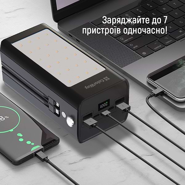 Фото - Батарея мобільна Colorway 80000 mAh LCD/Lamp USB QC3.0 + USB-C Power Delivery 22.5W Black (CW-PB800LPA8BK-PDD)