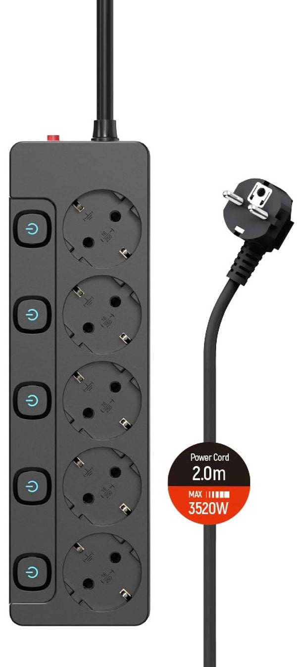 Фото - Мережевий фільтр Colorway 5 р 2 м Black (CW-PSEA52SBK) Фото - Мережевий фільтр Colorway 5 р 2 м Black (CW-PSEA52SBK)