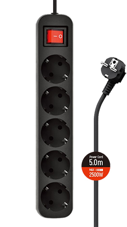 Мережевий фільтр Colorway 5m Black (CW-PSEA55BK) - Фото 1