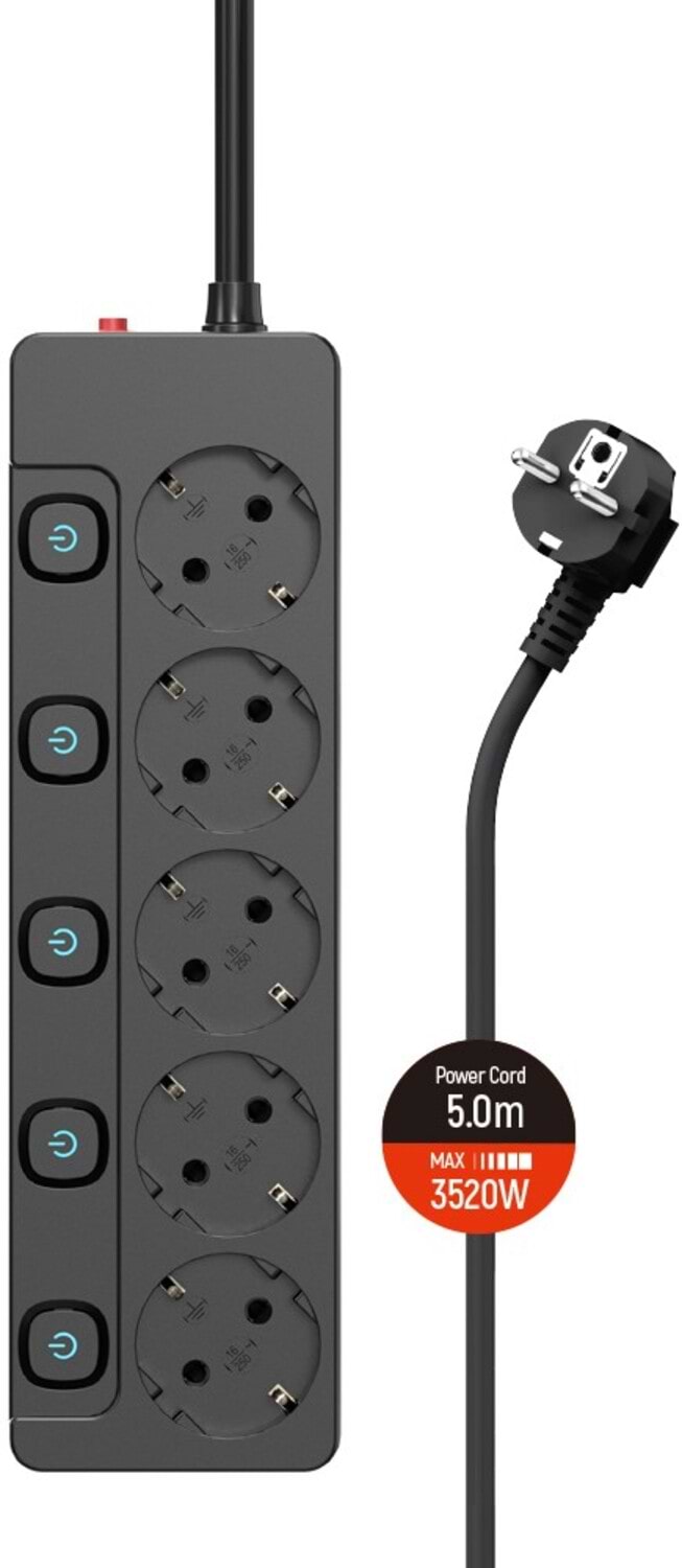 Купити Мережевий фільтр Colorway 5 р 5 м Black (CW-PSEA55SBK) - Фото 1 Мережевий фільтр Colorway 5 р 5 м Black (CW-PSEA55SBK) - Фото 1