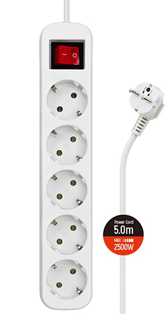 Сетевой фильтр Colorway 5m White (CW-PSEA55W) - Фото 1