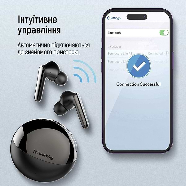 Фото - Навушники вкладиші бездротові TWS Colorway TWS-3 Earbuds Black (CW-TWS3BK)