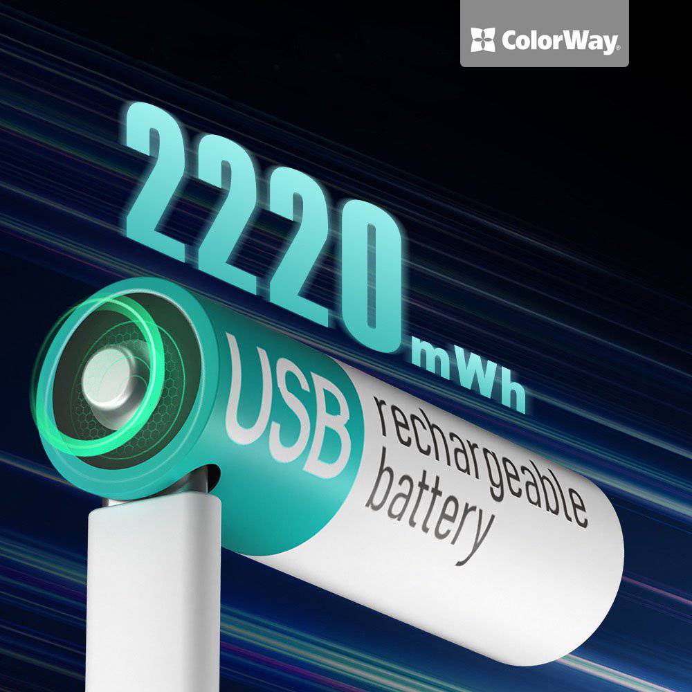 Фото - Акумулятор тип AA Colorway USB-С 2200 мАЧ 1.5В 2 шт. (CW-UBAA-10)