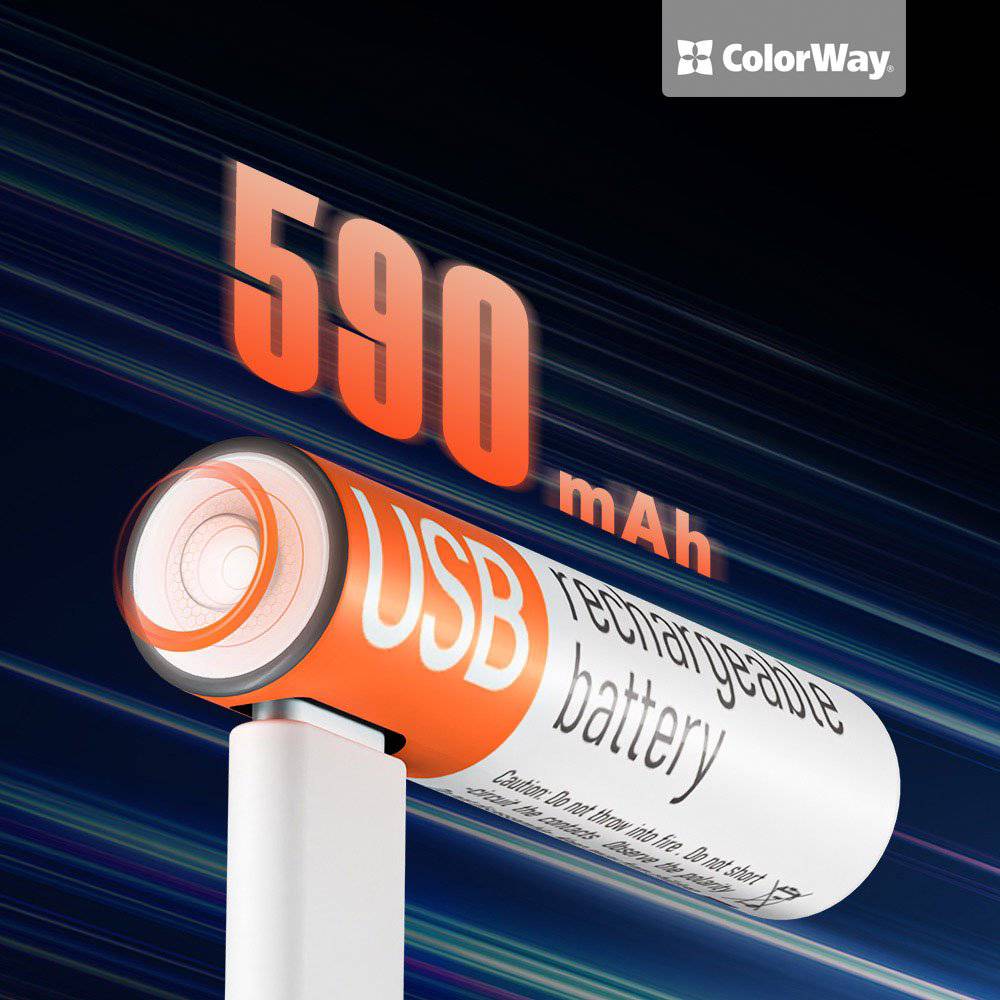 Фото - Акумулятор тип AAA Colorway USB-С 590 мАЧ 1.5В 2 шт. (CW-UBAAA-09)