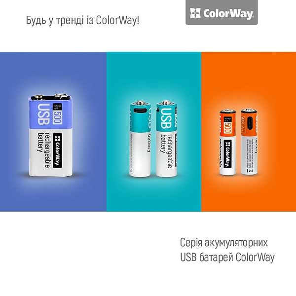 Фото - Акумулятор тип AAA Colorway USB-С 590 мАЧ 1.5В 2 шт. (CW-UBAAA-09)
