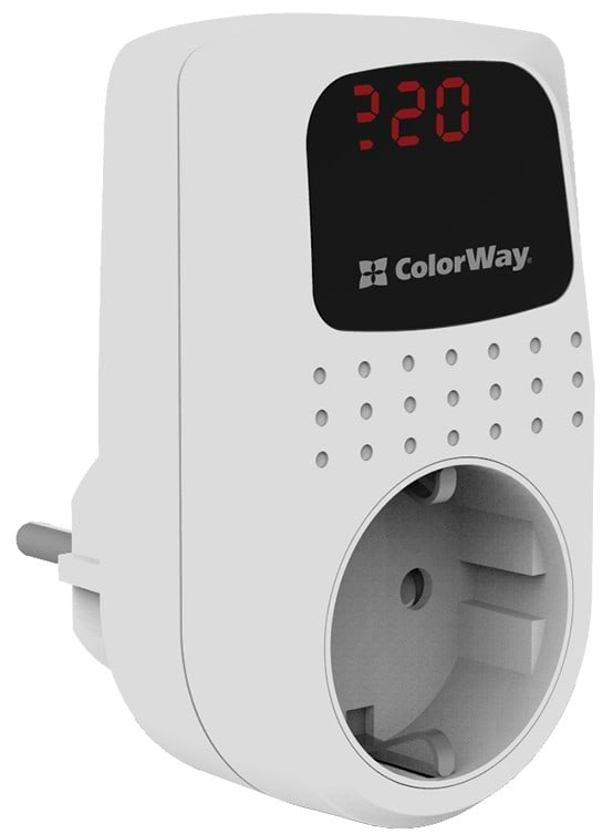 Фото - Автомат захисту від сплесків напруги Colorway 16A/3680W 150V-210V/230V-280V DS2 White (CW-VR16-02D)