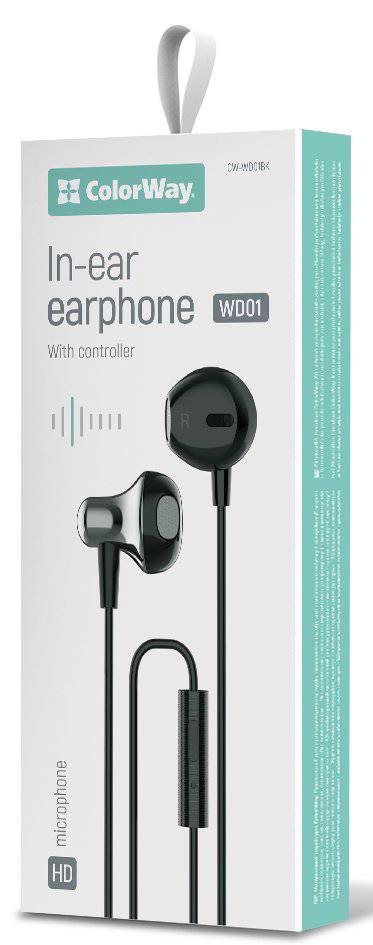 Фото - Навушники вкладиші дротові Colorway 3.5 mm Wired Earphone Blast 1 Black (CW-WD01BK)