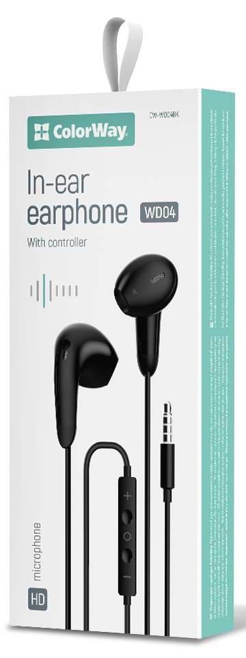Фото - Навушники вкладиші дротові Colorway 3.5 mm Wired Earphone Sound Wave Black (CW-WD04BK)