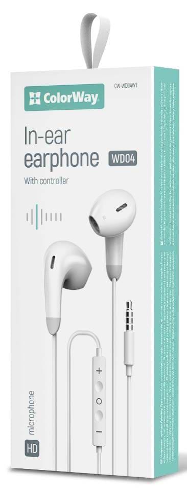 Фото - Наушники вкладыши проводные Colorway 3.5 mm Wired Earphone Sound Wave White (CW-WD04WT)