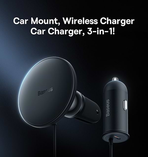 Фото - Автотримач з бездротовою зарядкою Baseus CW01 MagneticWireless40W White (SUCX040102)