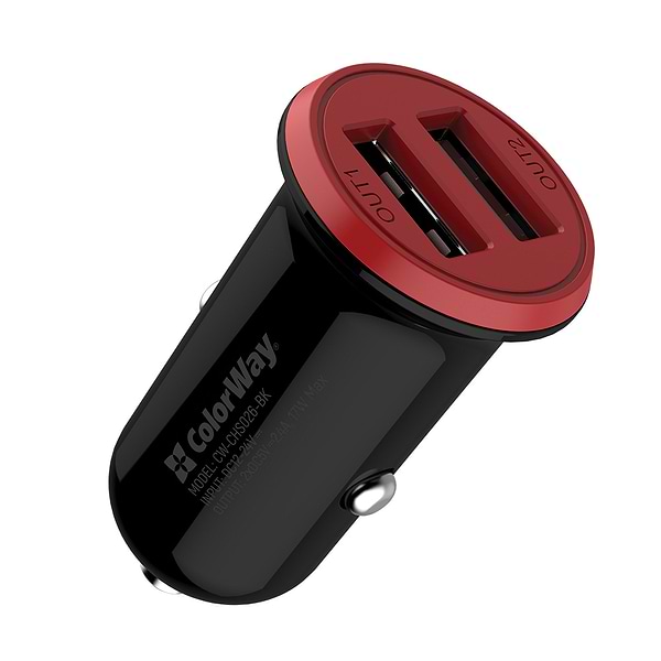 Фото - Автомобильное зарядное устройство Colorway 2USB, 3.4A, 17W Red/Black (CW-CHA026-BK)