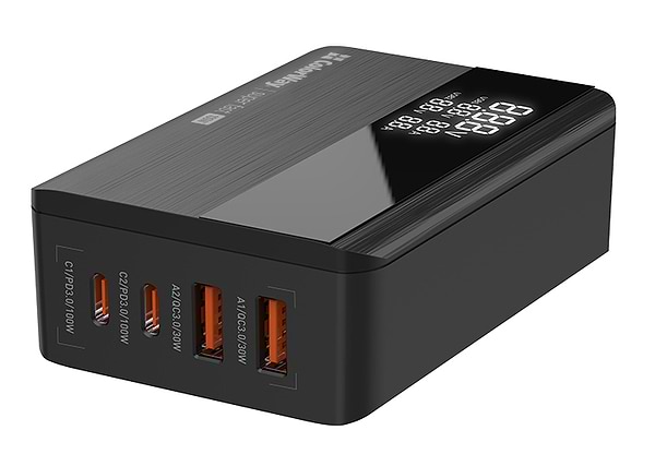 Фото - Мережевий зарядний пристрій Colorway Power Delivery GaN (2USB-A + 2USB TYPE-C) (100W) Black (CW-CHS041PD-BK)