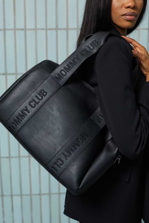 Фото - Сумка для батьків Childhome Mommy club Signature vegan leather Black (CWMCSLBL)