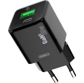 Сетевое зарядное устройство Intaleo GaN 25W USB-A+USB-C INT-TCGN252CA Black (1283126638299)