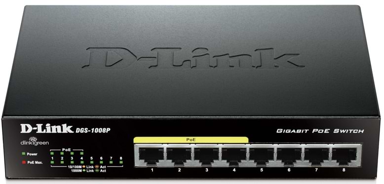Комутатор локальної мережі (Switch) D-Link DGS-1008P