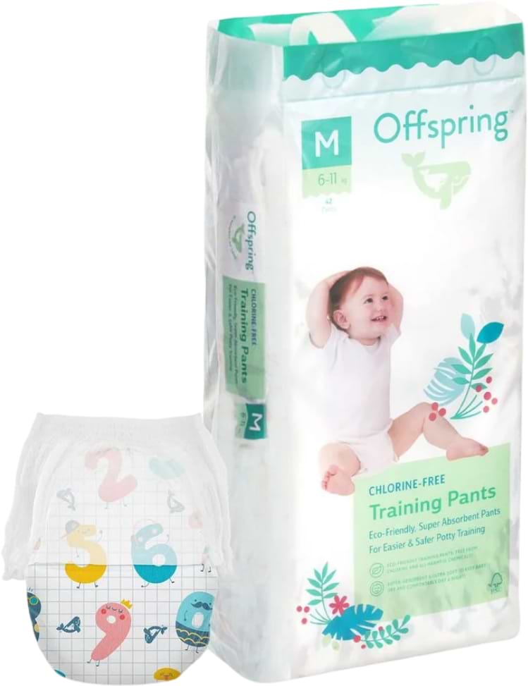 Одноразові підгузки-трусики Offspring розмір M, 6-11 кг 42 шт. Цифри (DP-OI-FAP-M42P-FFG) - Фото 1