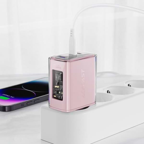 Фото - Сетевое зарядное устройство AceFast 3xUSB 65W (2xUSB-C+USB-A) Gan A45 Fast Charger Cherry blossom (6974316282082)