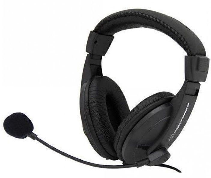 Гарнитура проводная Esperanza Headset EH103 Black - Фото 1