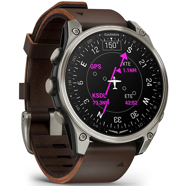 Фото - Смарт-часы Garmin D2 Mach 2, 47mm, Saph, Bare Ti/Blk w/LthrBd (010-02904-31)