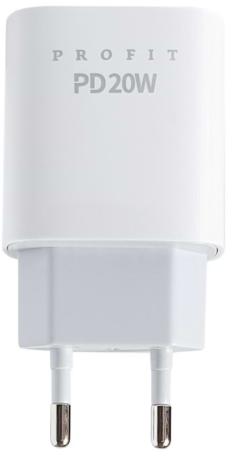Сетевое зарядное устройство Profit U58 PD QC3.0, 20W USB A+C+cable White (000001844)