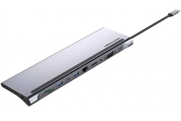Фото - Док-станція Vention USB3.1 Type-C HDMI/VGA/USB-C/USB3.0x3/RJ45/SD/TF/TRRS 3.5mm (THTHC)