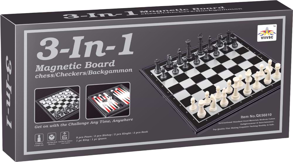 Настільна гра (8+) VIVISC Магнітні шахи нарди шашки (QX56810)