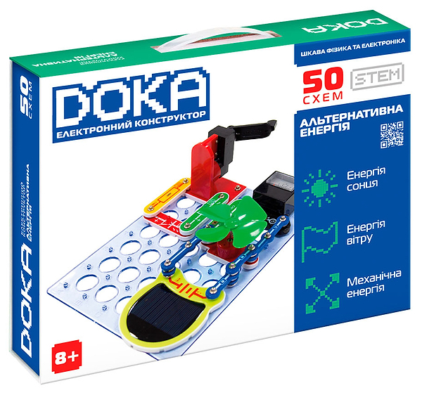 Фото - Электронный конструктор DOKA АЛЬТЕРНАТИВНАЯ ЭНЕРГИЯ (50 схем) (D70711)