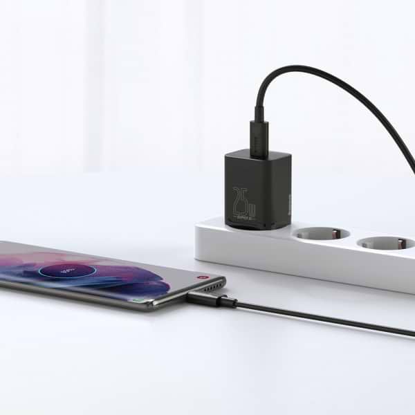 Фото - Мережевий зарядний пристрій Baseus 1xUSB 25W USB-C+Cable Type-C (TZCCSUP-L01)