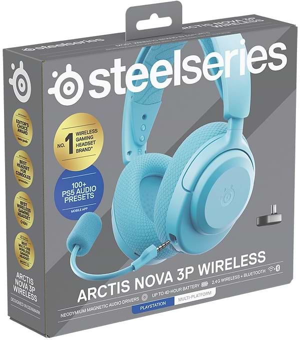 Фото - Гарнітура бездротова ігрова SteelSeries Arctis Nova 3P Wireless MultiPlatform Aqua (61688)
