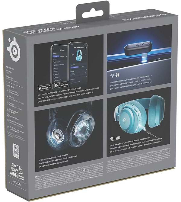 Фото - Гарнітура бездротова ігрова SteelSeries Arctis Nova 3P Wireless MultiPlatform Aqua (61688)