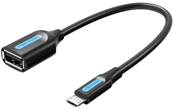 Перехідник Vention USB 2.0 Micro BM - USB AF (OTG) 0.15 м Black PVC (CCUBB)