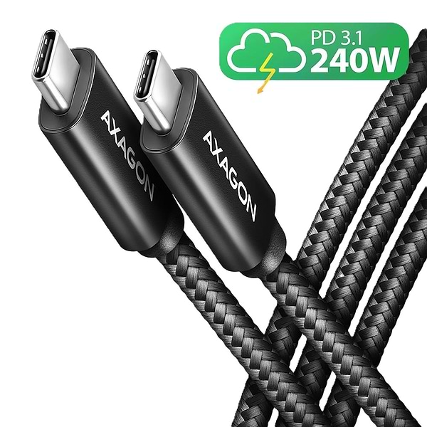 Фото - Кабель синхронизации данных AXAGON USB-C 2.0, 2m, PD 240W 5A, Black (BUCM2-CM20AB) Фото - Кабель синхронизации данных AXAGON USB-C 2.0, 2m, PD 240W 5A, Black (BUCM2-CM20AB)
