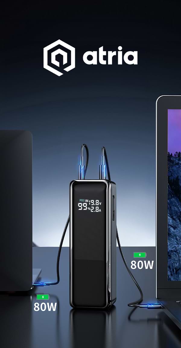 Фото - Батарея мобильная ATRIA Powerbank USB-C 30000mAh 160W (WPD-160S)