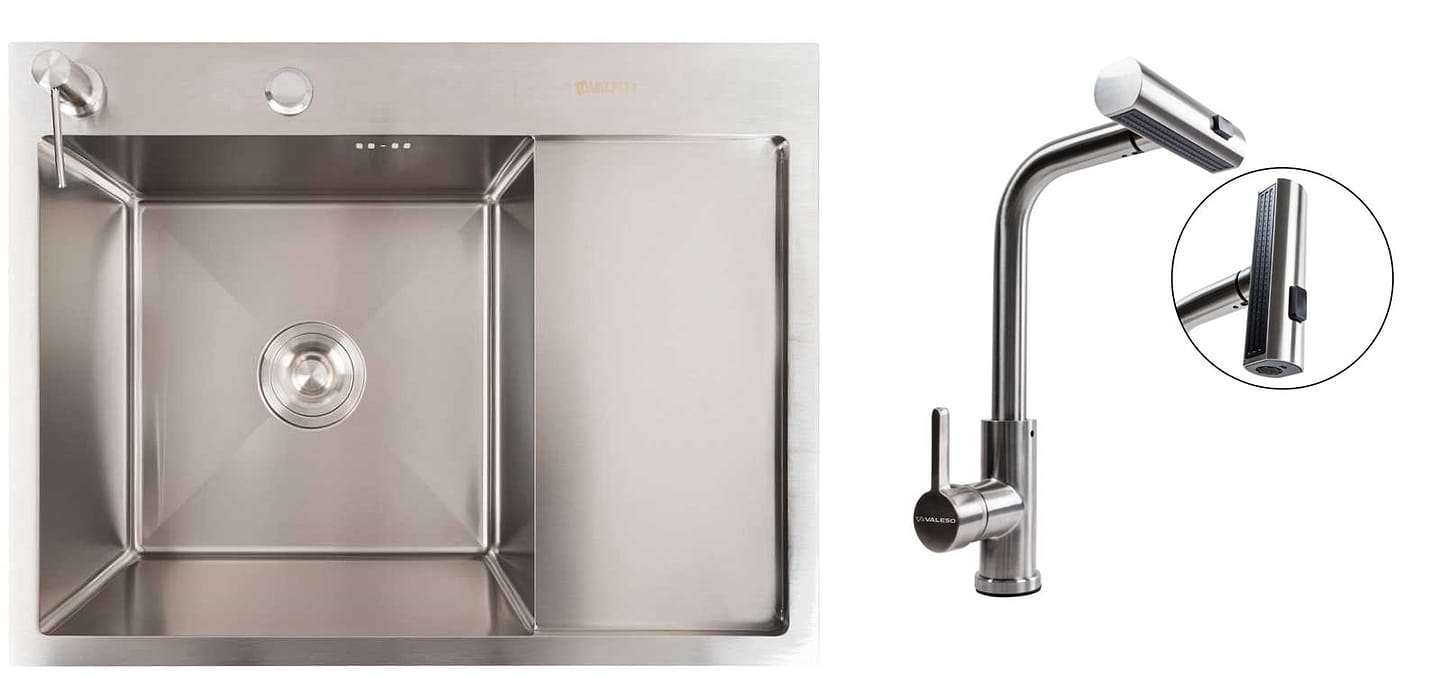 Мойка кухонная+смеситель VALESO Handmade CM 65х50 L нержавейка +XK08A