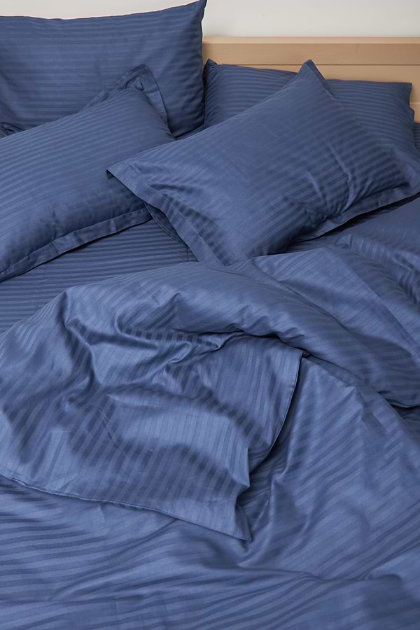 Фото - Комплект постільної білизни Moon&Star King Size 220x240 Delfi Blue Satin Stripe (MS-820000493)