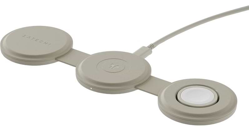Бездротовий зарядний пристрій Satechi OntheGo 3 в 1 Wireless Charger Sand (ST-QTG31W)