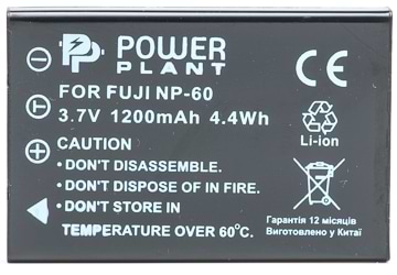 Аккумулятор для фотокамеры PowerPlant Fuji NP-60, SB-L1037, SB-1137, D-Li12, NP-30, KLIC-5000, LI-20B 1200mAh (DV00DV1047) - Фото 1